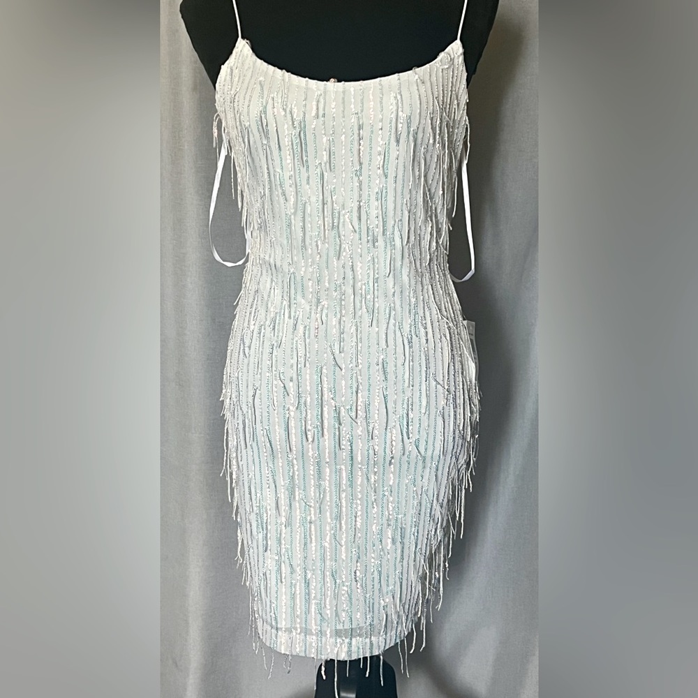 B Darlin white sparkly fringe dress